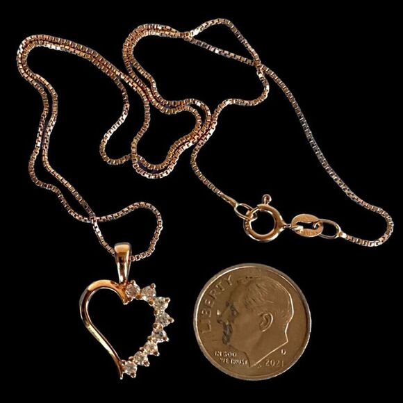 ES# Gold Vermeil & Cz Heart Necklace - Picture 5 of 6